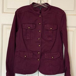 White House Black Market Red Utility Jacket Fitted Design